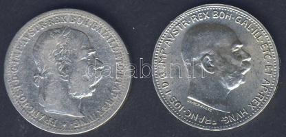 Ausztria 1898. 1K Ag T:3/3- + 1915. 1K Ag T:2