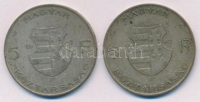1947. 5Ft Ag "Kossuth" (2x) T:2-