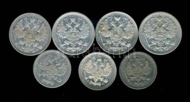 Oroszország 10k Ag 1861,1912,1915 + 15k Ag 1904,1906,1908,1916 T:3,3-