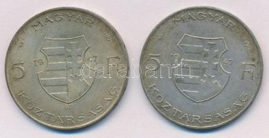 1947. 5Ft Ag "Kossuth" (2x) T:2-