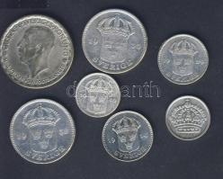 Svédország 10ö Ag 1940,1954 + 25ö Ag 1914,1929 + 50ö Ag 1935,1938 + 1K Ag 1947 Összesen 7db! T:2/3,3