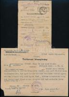 cca 1928-1951 3 db okmány: rendőrségi végzés, tisztiorvosi bizonyítvány, honvédségi leszerelési jegy