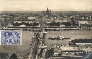 Budapest, Lánchíd, Cozia (exMUNKA, exS.M.S. UNA és exUNA, később Zupa) gőzüzemű oldalkerekes személyhajó. TCV card