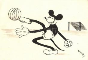 Mickey Mouse playing football, sport s: Bisztriczky (EK)