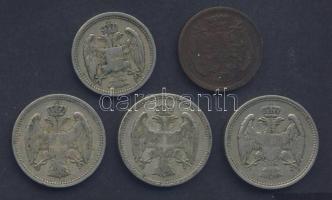 Szerbia 1884. 10P, 20P (3x) + 1904. 2P T:2/3,3,3+