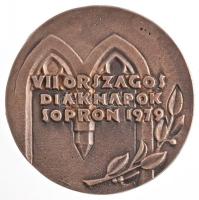 1979. "VII. Országos Diáknapok Sopron 1979" ezüstözött fém emlékérem. Szign.: RK (88mm) T:...