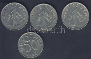 Ausztria 1934. 1Sch (3x) + 1935. 50Gr T:2,2/3