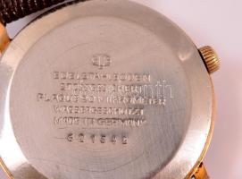 Glashütte dátumkijelzős férfi karóra, vízálló, bőr szíjjal, működik, d: 3,5 cm