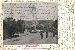 1905 Máriagyűd (Siklós), Kegytemplom, piaci árusok (r)