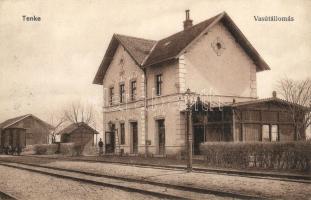 1916 Tenke, Tinca; Vasútállomás, vonat. Ritter Jakab 388. / railway station, train / Bahnhof