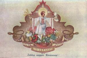 Boldog magyar karácsonyt! / Hungarian irredenta. Christmas greeting art postcard s: Bozó (EK)
