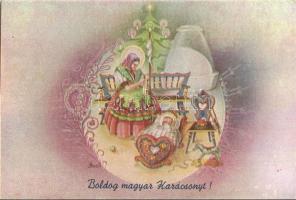 Boldog magyar karácsonyt! / Hungarian irredenta. Christmas greeting art postcard s: Bozó