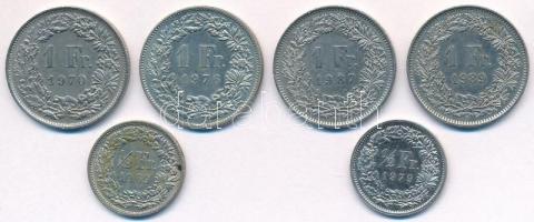 Svájc 1969-1989. 1/2Fr (2xklf) + 1Fr (4xklf) T:2 Switzerland 1969-1989. 1/2 Franc (2xdiff) + 1 Franc (4xdiff) C:XF