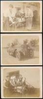 cca 1921 Kolozsvár, autós fényképek: műhelyben, a szamosfalvi országúton, stb., 3 db, hátuljukon feliratozva, 9×12 cm