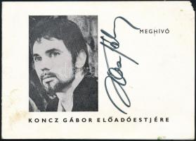 1973 Koncz Gábor színész aláírása előadóestjének meghívóján