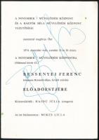 1974 Bessenyei Ferenc színész aláírása előadóestjének meghívóján