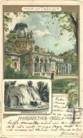 1899 Budapest XIII. Margitsziget, Margit fürdő, Margit forrás. Verlag Back & Schmitt. Art Nouveau, litho s: Rosenberger (EB)