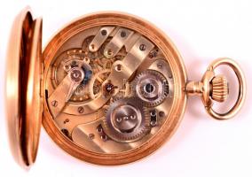 14k dupla fedeles arany zsebóra, hibátlan pótólt számlappal, szép, működő állapotban, óramutató cser...