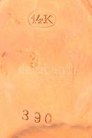 14k dupla fedeles, vésésekkel díszített női arany zsebóra, nem működő szerkezettel, d 3,5 cm / 14 C ...