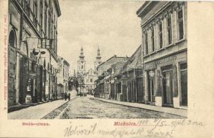 1904 Miskolc, Deák utca, Kasza Lajos és Kompolthy J. üzlete, Színház kávéháza