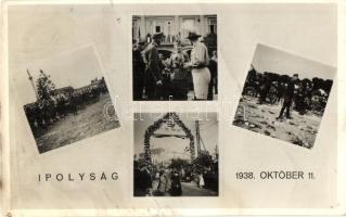 1938 Ipolyság, Sahy; bevonulás, cserkészek, kerékpáros katonák / entry of the Hungarian troops, irredenta, scouts, soldiers on bicylce, So. Stpl (EK)