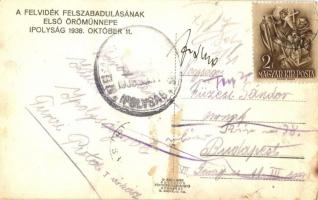 1938 Ipolyság, Sahy; bevonulás, cserkészek, kerékpáros katonák / entry of the Hungarian troops, irre...