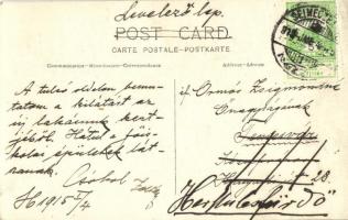 1915 Selmecbánya, Schemnitz, Banská Stiavnica; háttérben a főiskolai épületek télen / college buildi...