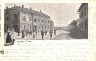 1907 Ruttka, Vrutky; Fő tér, Korona szálloda, kávéház és cukrászda. Sochán P. kiadása  115. / main square, hotell, cafe and confectionery  (fa)