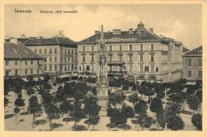 Temesvár, Timisoara; Belváros, Jenő herceg tér, Turul cipőgyár részvénytársaság főraktára, üzletek. Uhrmann Henrik kiadása / square, shops