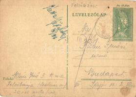 1944 Klein Jenő zsidó I. KMSZ (közérdekű munkaszolgálatos) levele feleségének Klein Jenőnének a felsőbányai munkatáborból / WWII Letter from a Jewish labor serviceman to his wife. Judaica (EK)