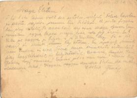 1944 Klein Jenő zsidó I. KMSZ (közérdekű munkaszolgálatos) levele feleségének Klein Jenőnének a fels...