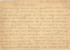 1941 Hautzmann Mária zsidó KMSZ (közérdekű munkaszolgálatos) levele a csúzi Egyetemi Önkéntes Munkat...