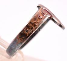 cca 1940 M. kir. 40. honvéd gyalogos hadosztály katonai ezüst gyűrű 2,5 g