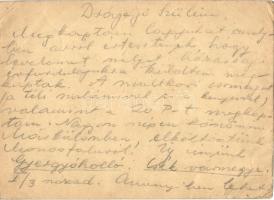 1942 Pfeifer György zsidó I/3. KMSZ (közérdekű munkaszolgálatos) levele édesapjának Pfeifer Lajosnak...