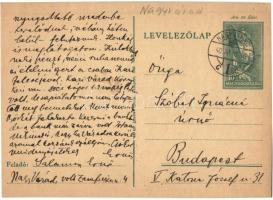 1940 Salamon Ernő zsidó KMSZ (közérdekű munkaszolgálatos) levele Özv. Szóbel Ignácznénak a nagyváradi munkatáborból / WWII Letter from a Jewish labor serviceman. Judaica