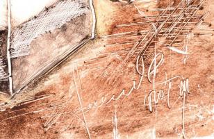 Lazarovszky László: Parasztház. Olaj, farost. Jelzett. 27x27 cm Keretben