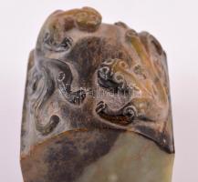 Békákat ábrázoló, régi kínai jáde pecsétnyomó / Antique jade Chinese seal maker with frog figures or...