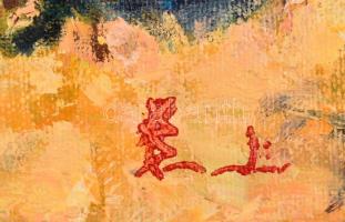 Olvashatatlan jelzéssel: Pecázó fiú, olaj, vászon, kartonra kasírozva, 24×30 cm