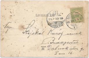 1905 Verőce, Nógrádverőce; Vasútállomás, hajtány. Kiadja Blau Márton (ázott / wet damage)