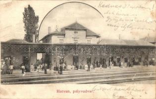 1902 Hatvan, Pályaudvar, vasútállomás, vasutasok (felületi sérülés / surface damage)