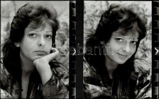 cca 1988 Kerekes Gábor (1945-2014) fotóművész portrésorozata Hernádi Judit színésznőről, 4 db vintage fotó, feliratozva, a néhai Képes 7 archívumából, 24x18 cm