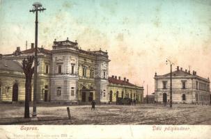 1911 Sopron, Déli pályaudvar, Vasútállomás, lovaskocsi. Kiadja Kummert Lajos utóda 290. sz. (fl)