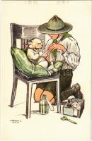 6 db RÉGI használatlan Magyar Cserkészszövetség Nagytábortanácsa 1926. cserkész motívumlap, Márton L...