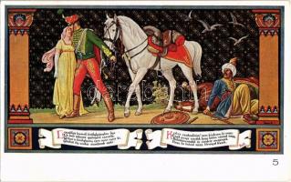 Budapest V. Egyetem utca 5. Erzsébet Királyné Szálló étterem és söröző pince, Sándor Béla falfestmén...