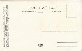 Budapest V. Egyetem utca 5. Erzsébet Királyné Szálló étterem és söröző pince, Sándor Béla falfestmén...