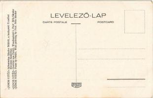 Budapest V. Egyetem utca 5. Erzsébet Királyné Szálló étterem és söröző pince, Sándor Béla falfestmén...