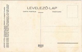 Budapest V. Egyetem utca 5. Erzsébet Királyné Szálló étterem és söröző pince, Sándor Béla falfestmén...