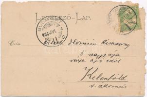 1903 Nagykanizsa, Pályaudvar, vasútállomás, vonat, vagonok, létra. Kiadja Alt & Böhm (b)