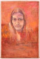 Diener jelzéssel: Női portré. Olaj, vászon, foltos, 60×40 cm