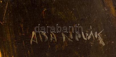 Aba jelzéssel: Női portré. Olaj, farost, foltos, 60×50 cm